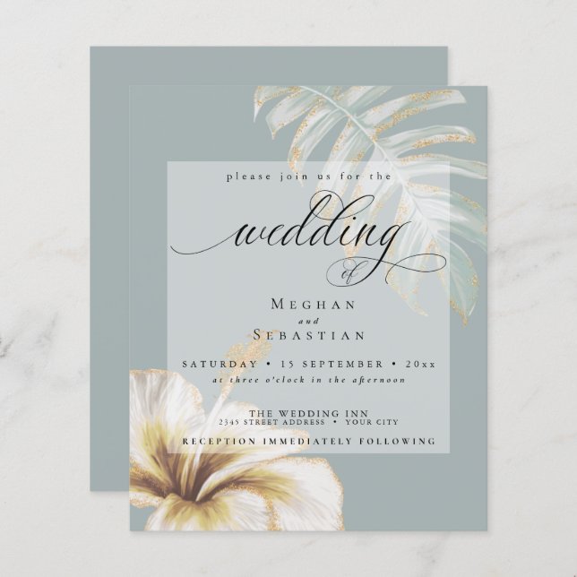 Budget men vacker Bröllop Guld Gult Hibiscus (Fram/baksida)