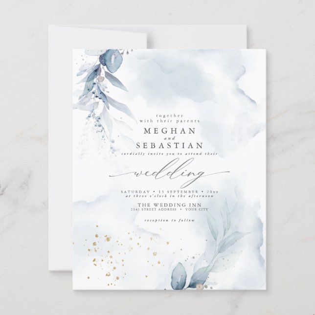 Budget men vacker dammsug blå blomma vattenfärg (Framsida)