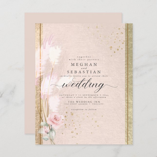 Budget, men vacker lyx Rosa Pampas Grass (Fram/baksida)