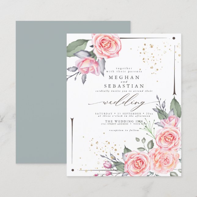 Budget men vacker Rosa ros (Fram/baksida)