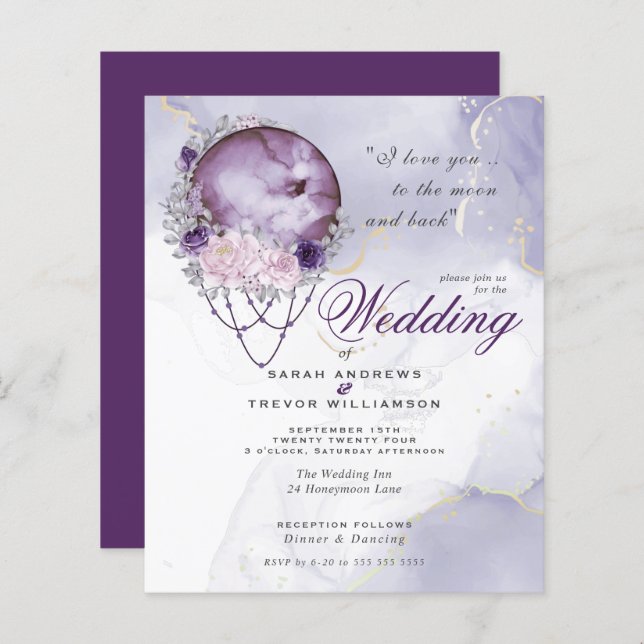 Budget, men vacker, rustisk Lila, full måne (Fram/baksida)