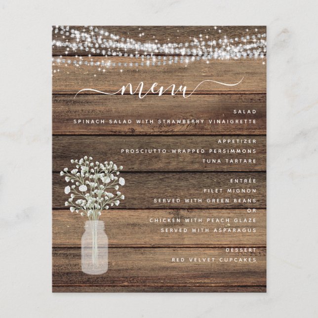 Budget Menu Rustic Baby som Breathe String Ljus (Framsida)