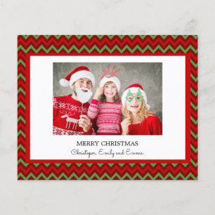 Budget Merry Christmas Röd Grön Fotokort Flygblad