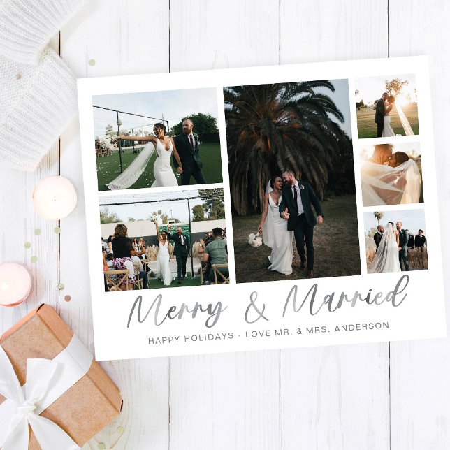 Budget Merry & Married Silver Multi Photo Flygblad (Skapare uppladdad)