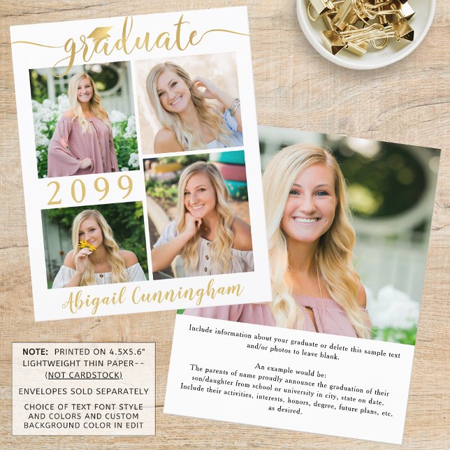 Budget Metallisk Guld 5 Foto Examen Kunnig Anmälan (Skapare uppladdad)