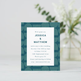 Budget Mid Century Modern Teal Wedding bjudande