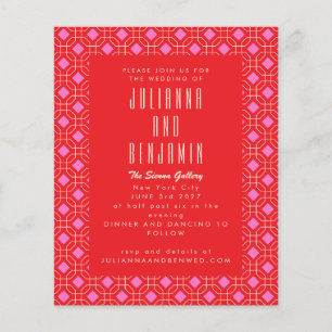 Budget Mid Modern Red Rosa Geometric Bröllop
