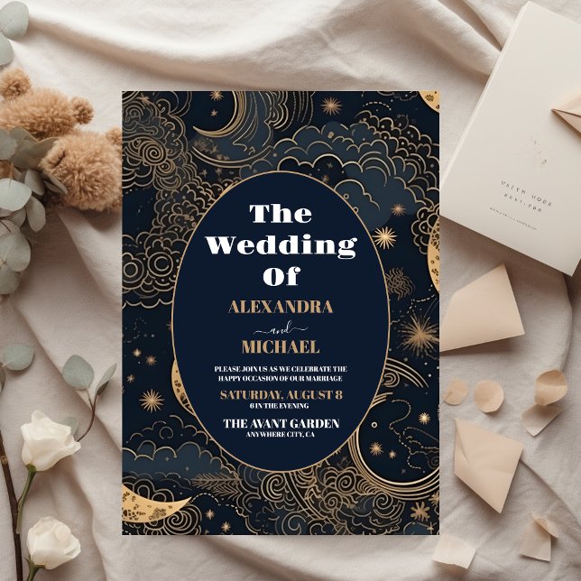 Budget Midnatt Blå Guld Celestial Bröllop (Skapare uppladdad)