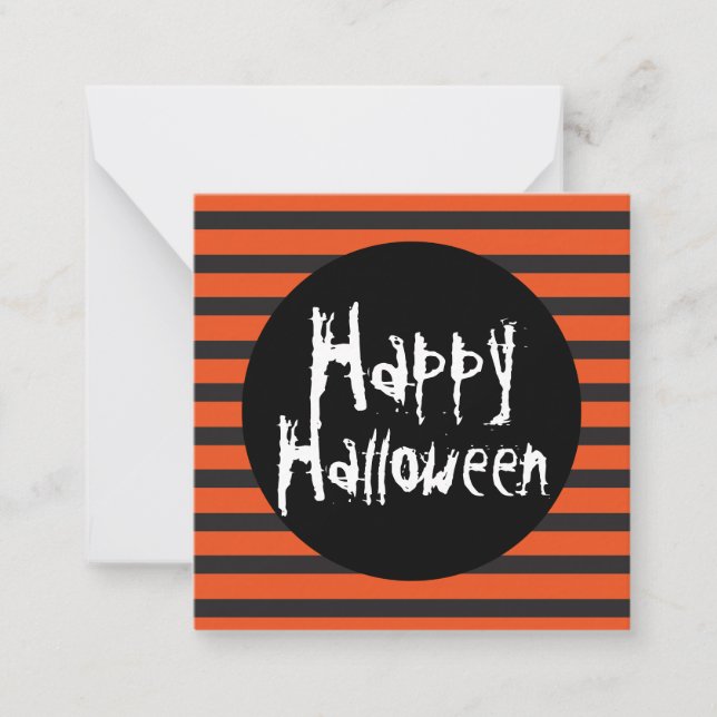 BUDGET MINI Orange Black Happy halloween Anteckningskort (Framsida)