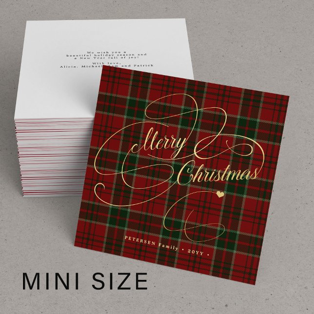 Budget MINI STORLEK God jul plaid tartan Anteckningskort (Skapare uppladdad)
