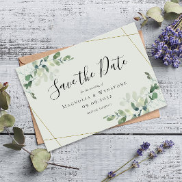 BUDGET MINI STORLEKA Eucalyptus Bröllop spara datu Anteckningskort