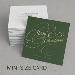 Budget MINI STORLEKA God jul guld-skript Anteckningskort<br><div class="desc">Elegant faux guld-skript,  enkel text och namnteckning personlig grönt icke-fotot BUDGET2 MIN SIZED-anteckningskort med kuvert.</div>