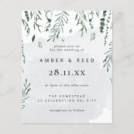 Budget Minimal Akvarell Fallande Löv Bröllop Flygblad