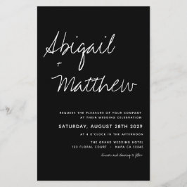 Budget - minimal Boho Black Wedding-inbjudan Flygblad