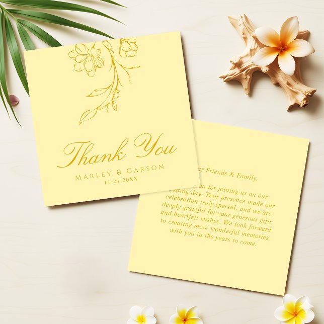 Budget Minimal Butter Yellow Wedding Thank You Anteckningskort (Skapare uppladdad)