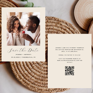 Budget Minimal Foto QR Beige Spara Datumet