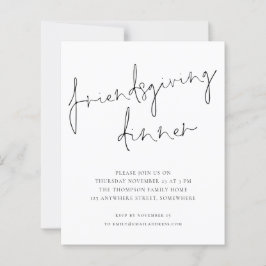 Budget Minimal Friendsgiving Middag Vit Inbjudan