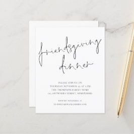 Budget Minimal Friendsgiving Middag Vit Inbjudan