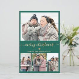Budget Minimal Grönt Guld 4-fotojulkort