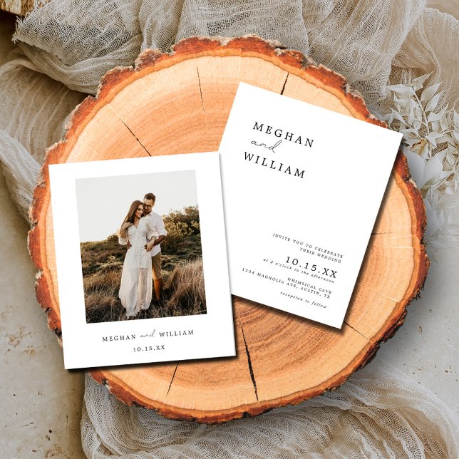 Budget - minimal inbjudan till Boho-fotobröllop Flygblad (Skapare uppladdad)