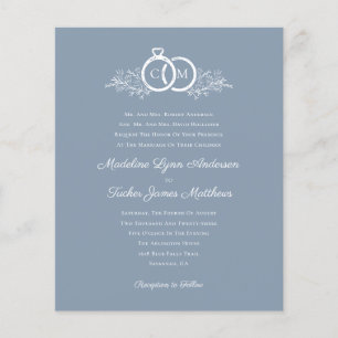 Budget - minimal inbjudan till Dusty Blue Wedding