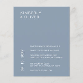 Budget - minimal inbjudan till Dusty Blue Wedding