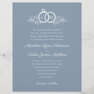 Budget - minimal inbjudan till Dusty Blue Wedding