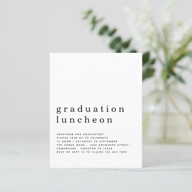 Budget - minimal inbjudan till Studenten-leuncheon (Stående Fram)