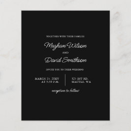 Budget Minimal Modern Black Wedding-inbjudan