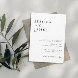 Budget Minimal och Chic Black and White Bröllop Inbjudningar
