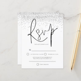 Budget Minimal Silver Glitter Bröllops RSVP