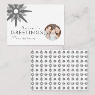 Budget Minimal Silver-snöflingfamiljfoto Anteckningskort