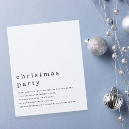 Budget Minimal Svartvit jul Party Inbjudan
