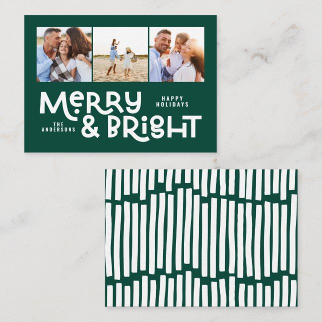 budget - minimal typografi 3 bild jul anteckningskort (Fram/baksida)