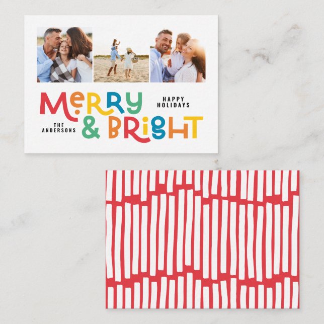 budget - minimal typografi 3 bild jul anteckningskort (Fram/baksida)