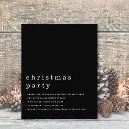 Budget Minimal vit svart jul Party Inbjudan