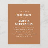 Budget minimalist Baby Shower Terracotta Inbjudan