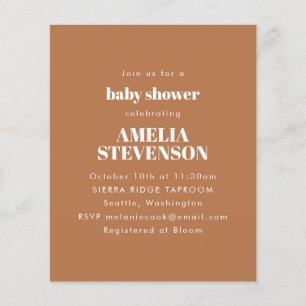 Budget minimalist Baby Shower Terracotta Inbjudan