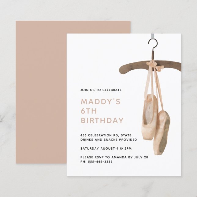 Budget Minimalist Ballet Ballerina 6e födelsedag (Fram/baksida)