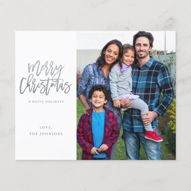 Budget Minimalist Foto med Silver God Jul Flygblad (Framsidan)