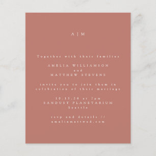 Budget Minimalist Monogram Clay Wedding-inbjudan