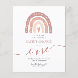 Budget Minimalist Rosa Regnbåge Virtuell Födelseda