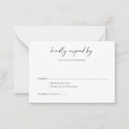Budget Minimalist Svart Vitt Modernt Skript RSVP Anteckningskort