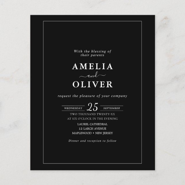 Budget Minimalist Wedding Invitation Flyer (Framsidan)
