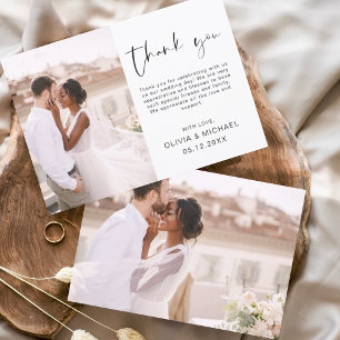 Budget Minimalistisk Bröllop Tack Foto Flyer