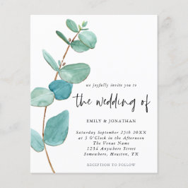 Budget Minimalistisk inbjudan till eukalyptus-bröl