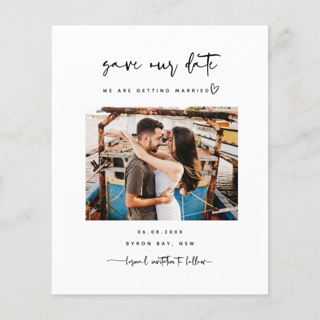 Budget Minimalistisk modern bild Spara datum Flygblad (Baksidan)