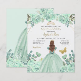 Budget Mint Guld Princess Quinceañera Inbjudan