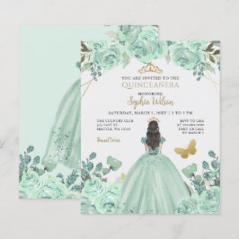 Budget Mint Guld Princess Quinceañera-inbjudan