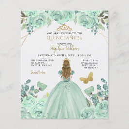 Budget Mint Guld Princess Quinceañera-inbjudan